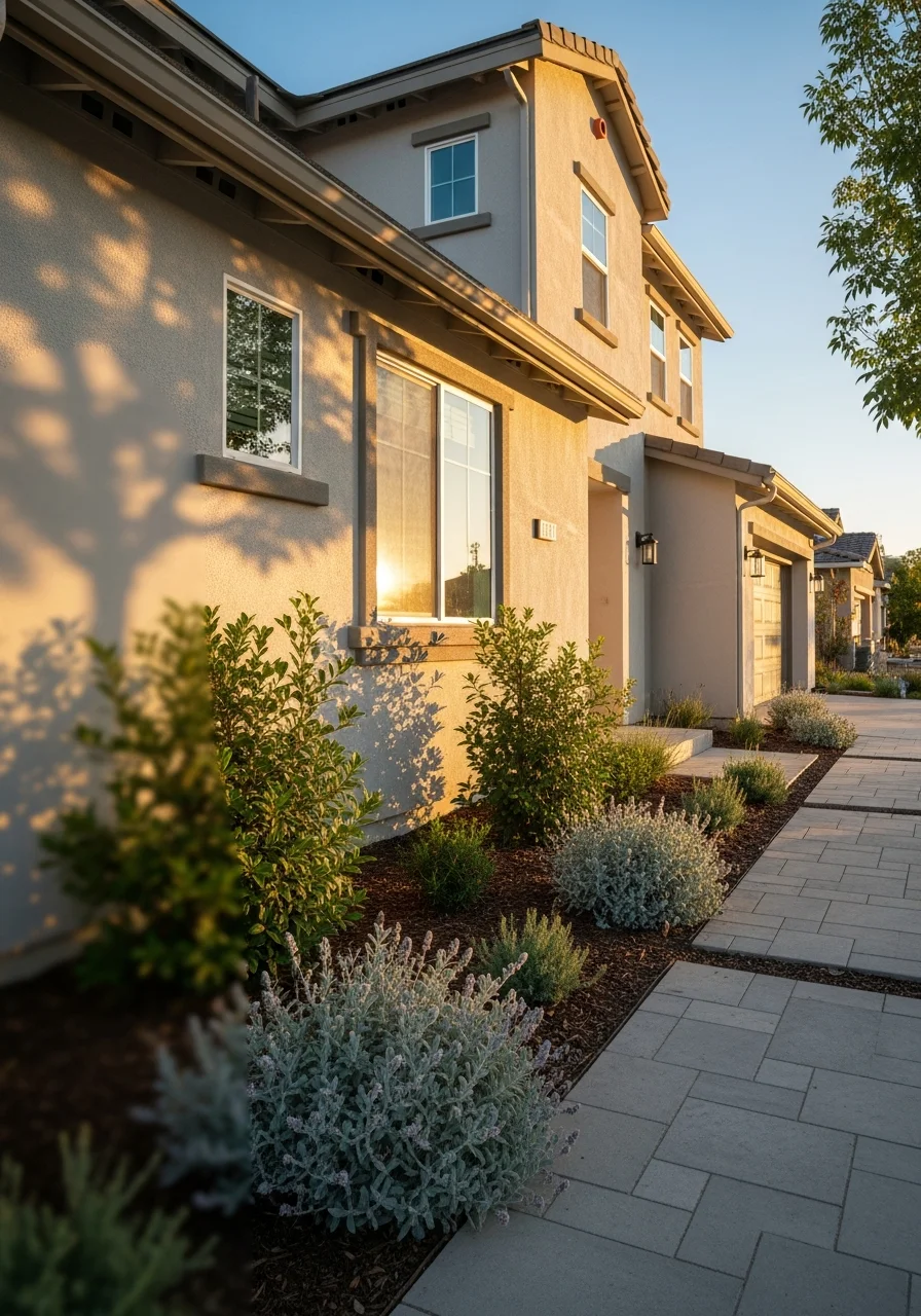 Close-up of a well-maintained La Mesa home exterior with updated finishes and native plantings.